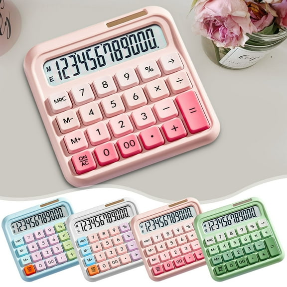 PPgejGEK 12-Digit Candy Color Calculator with Tilted LCD Display Large Button Auto Power Off 5.32x5.41in