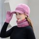 thumbnail image 1 of Gorro de punto de pelo de conejo de otoño e invierno para personas de mediana edad y mayores, conjunto de tres piezas de gorro de lana cálido de invierno para niños y bufandas, 1 of 6