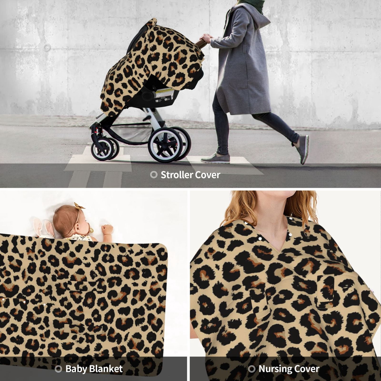 Car Seat Cover Baby - Leopard Print-1 Breathable Infant Car Seat Cover for Baby Carseat, Lightweight Comfort Baby Essentials Must Haves Newborn Stuff for Girl Boy