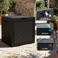 thumbnail image 4 of MINDYES 35 Gallon Wicker Deck Box, Outdoor Storage for Patio Cushions, Pool Toys & Garden Tools, Weatherproof Resin, UV-Resistant, Black, 4 of 8