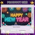 thumbnail image 2 of Neon Light Design Happy New Year Banner Firework Pattern New Year Display Colorful Balloons Brick Wall Background Celebration Backdrop for New Year Party Holiday Celebration Indoor Decoration, 2 of 9