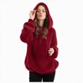 thumbnail image 2 of Towmus Winter Warm Fuzzy Teddy Bear Hoodie Women Plush Hooded Sweatshirts Half Zip Pullover Sweatshirt Oversized Winter Coats with Pockets, 2 of 8