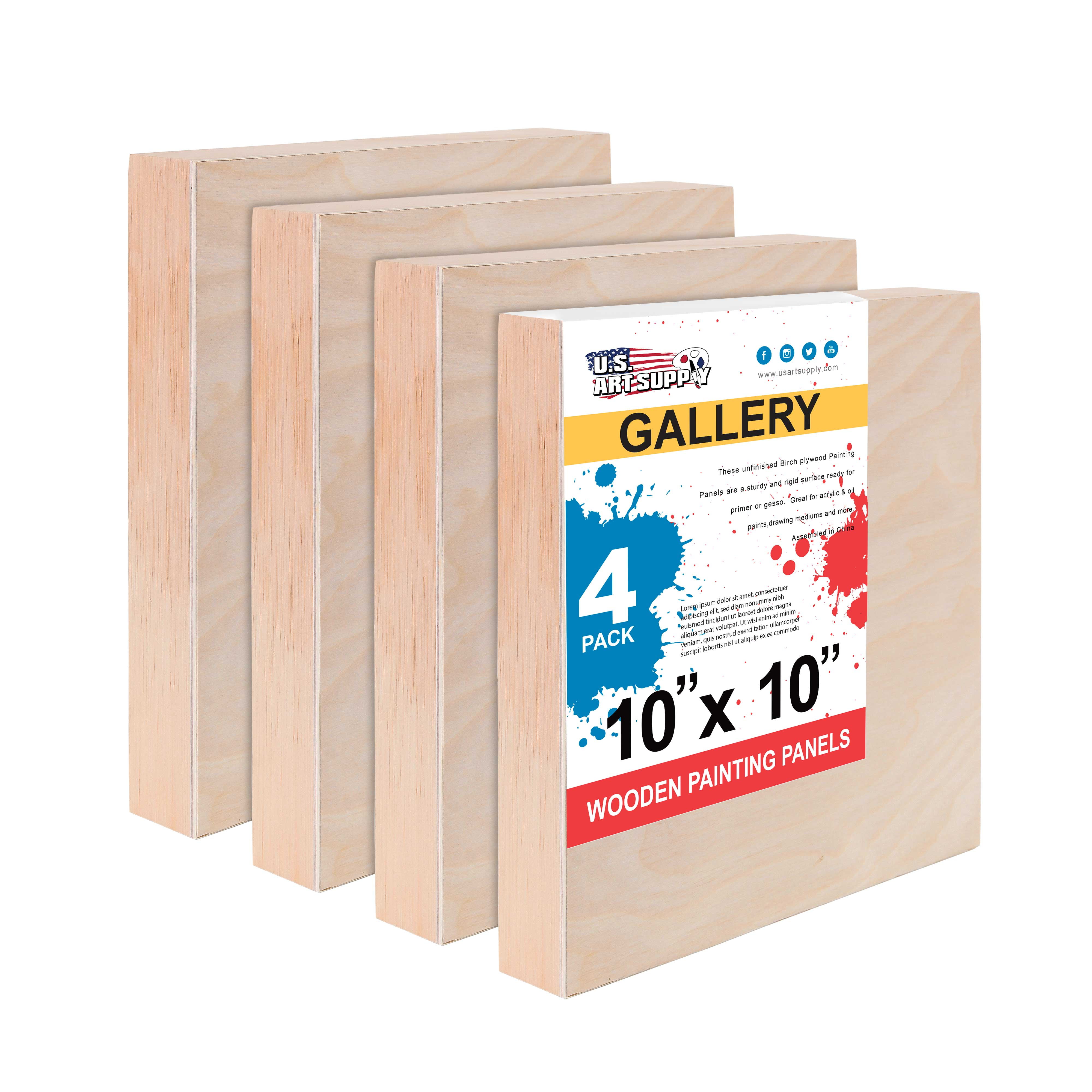 6 Pack 10x10 Wood Panels for Painting Unfinished Wood Canvas Boards 7/8  Deep Cradle Artist Wall Canvases for Crafts