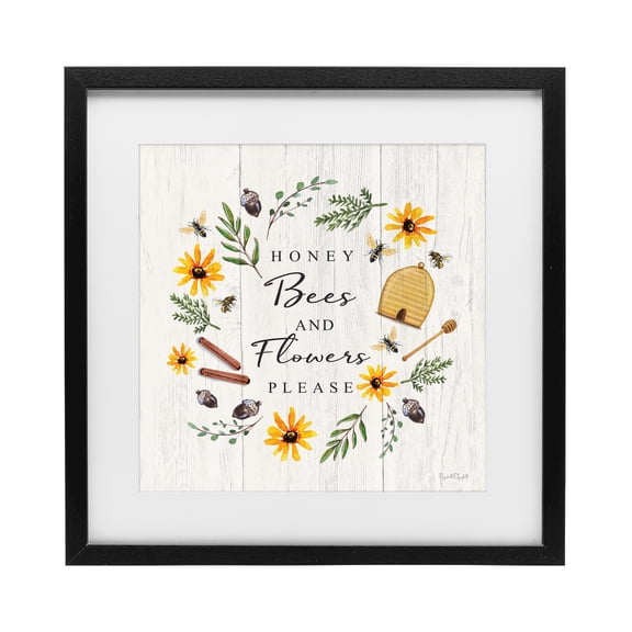 Stupell Industries Farmhouse Country Cottage Wreath & Quote Black Framed Print Under Glass, 13 x 13, by Elizabeth Tyndall