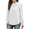 thumbnail image 5 of Long Sleeve Shirts for Women Mock Neck Tops Pleated Front Blouses Dressy Casual Fall Fashion Clothes, 5 of 5