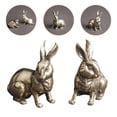 thumbnail image 2 of ColoMX Estatua de modelado de conejos para el hogar de 2 piezas para la decoración de escritorio Adorno de conejo de latón precioso, 2 of 8