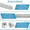 thumbnail image 3 of Uxcell 4Pcs 3/8"-16x45mm Threaded Rods with Hex Nuts, 304 Stainless Steel Fully Threaded Rod Right Hand Threads with 8Pcs Nylon Insert Lock Nut for Clamps Hangers U-Bolt, Silver Tone, 3 of 7