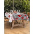 thumbnail image 2 of Outdoor Tablecloth with Umbrella Hole and Zipper, Grey Snowman Christmas Rectangle Table Cloth 52x70 Inch Waterproof Tablecloth, Xmas Balls Snowflake Picnic Table Cover for Patio Camping, 2 of 7