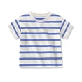 thumbnail image 5 of FSYBOA Boys Cotton T-shirts, Crew Neck Stripe Shorts Sleeve Kids Tees Summer Tops Blue Size 7-8 T, 5 of 5