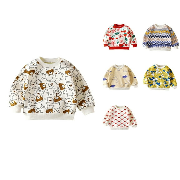 Ahuyic Toddler Kids Loose Top, Casual Long Sleeve Blouse For Autumns And Winter, Fashionable Children's Printed Long Sleeved Sweatshirt With Round Neck For Boys And Girls