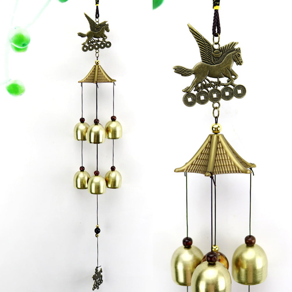 Three Bell Star And Moon Brass Wind Chime Home Doorstep Charms Hanging Decor New