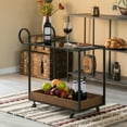 thumbnail image 2 of Metal Wine Bar Serving Cart with Rolling Wheels and Handles for Dining, Living room or Entryway, 2 of 7