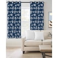 thumbnail image 3 of Navy Blue White Leaves Blackout Curtains for Bedroom, Spring Pastoral Rustic Botanical Room Darkening Window Drapes for Living Room, Thermal Insulated Grommet Curtains, 52x96 inch, 2 Panels, 3 of 9