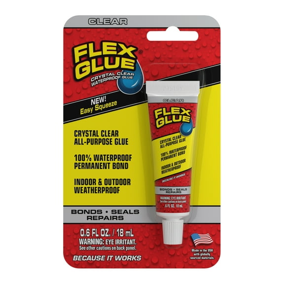 Flex Glue Mini Strong Rubberized Waterproof Adhesive, 0.6 fl oz, Clear