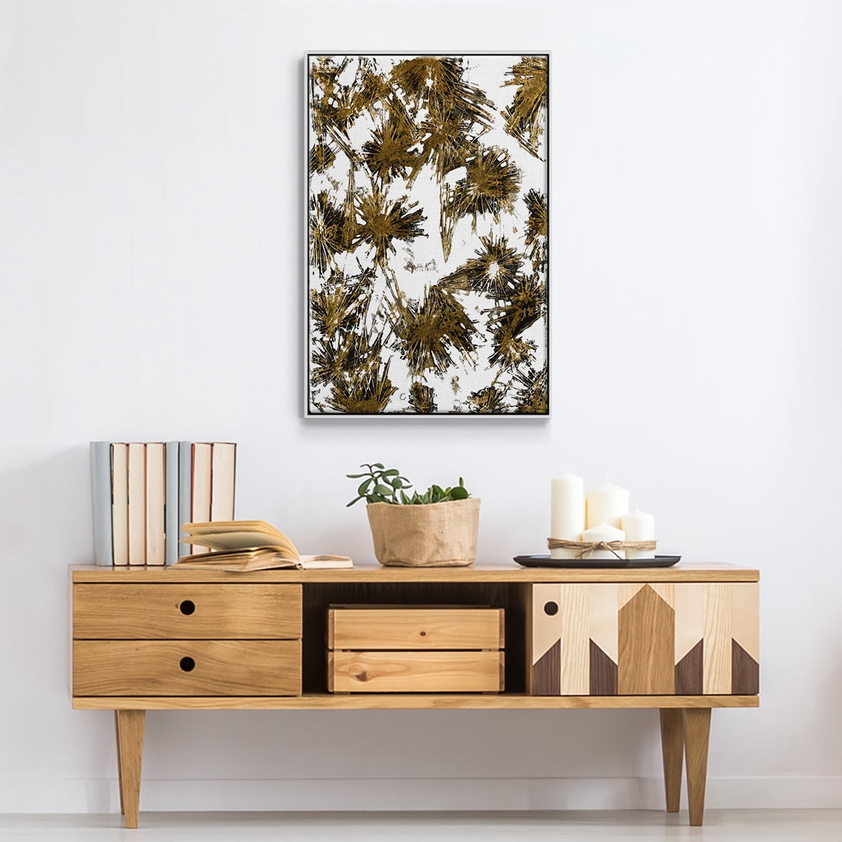 Fireworks Framed Premium Gallery Wrapped Canvas - Ready to Hang - 17 x 25 - White Floating Frame