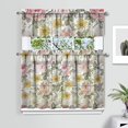 thumbnail image 2 of Farmhouse Floral Curtains 36 Inch Short - 3 Panel Set with Vintage Botanical Print, Bohemian Wildflowers & Sunshine, Rod Pocket, 2 of 6
