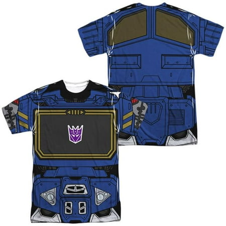 Trevco Sportswear HBRO225FB-ATPP-3 Transformer Soundwave Costume Front & Back Print-Short Sleeve Adult Poly Crew T-Shirt, White - Large