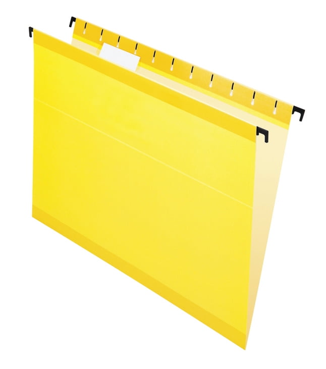 Pendaflex SureHook Polylaminate 1/5 Cut Hanging File Folder, Letter, Yellow, Pack of 20