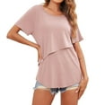 thumbnail image 3 of Ekouaer Women's Maternity Shirts Short Sleeves Nursing Tops 3 Pack Double Laye Breastfeeding Tees Pregnancy Clothes, 3 of 7