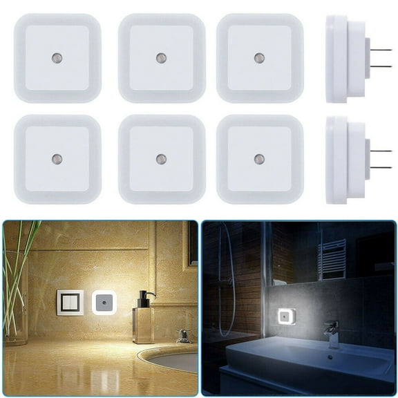 Set of 8 LED Night Light with Auto Dusk to Dawn Sensor Plug In Wall Square Light