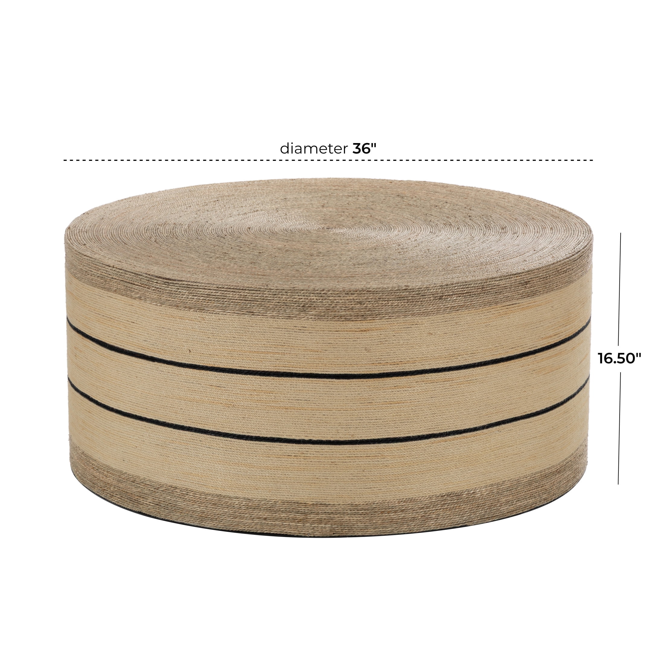 DecMode 36" x 17" Brown Seagrass Handmade Woven Two Toned Coffee Table, 1-Piece