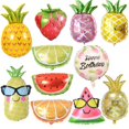 thumbnail image 1 of Fiesta Temática hawaiana, globo de fruta con forma de fresa, sandía, piña y naranja, globo de película de aluminio para cumpleaños, 1 of 5