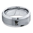 thumbnail image 2 of Tungsten Minnesota North Star State Heart Band Ring 8mm Men Women Comfort Fit Gray Step Bevel Edge Brushed Polished, 2 of 4