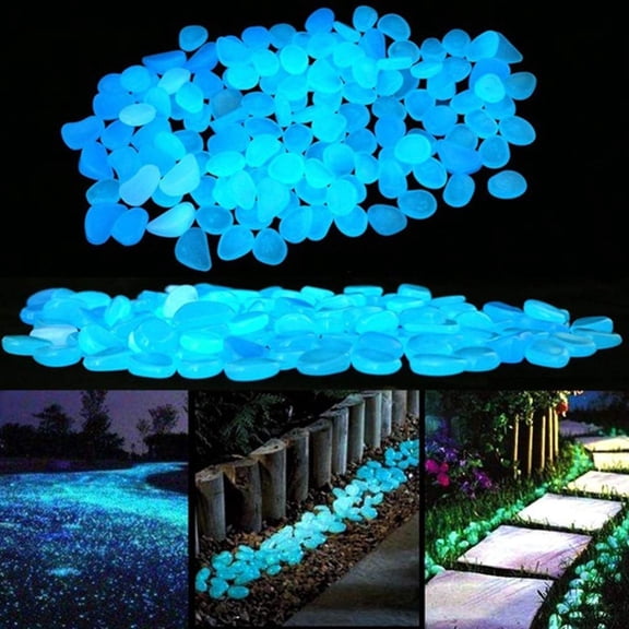 Glow in The Dark Rocks Outdoor 100/300/500Pcs Luminous Pebbles for Garden Walkway Stepping Stones Pathway Driveway Lawn Landscape Decor