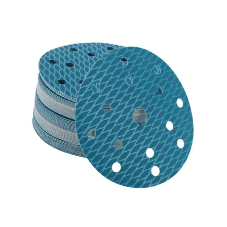 50pcs Sanding Discs 6 Inch 15 Hole 320 Grit Hook and Loop Sandpaper Universal for Automotive Repair Blue
