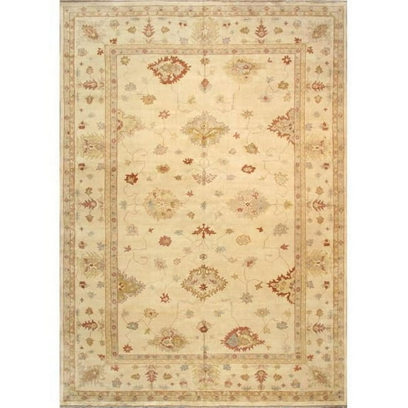 Pasargad Home 033221 Pasargad Home Oushak Collection Hand-Knotted Wool Area Rug-12' 1' x 17' 2', Ivory