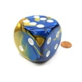 thumbnail image 2 of Chessex Gemini 50mm Huge Large D6 Dice, 1 Piece - Blue-Gold with White Pips #DG5022, 2 of 3
