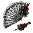 thumbnail image 4 of Women Lace Fan Elegant Vintage Lace Folding Fan With Feather Accents For Summer Parties Dance Performances Accessories, 4 of 7