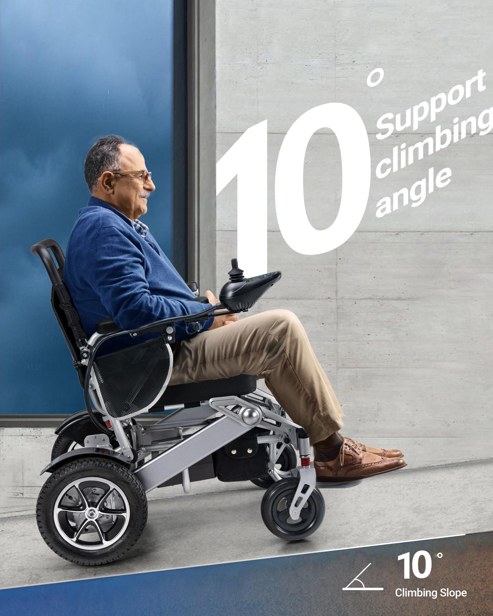 Morrean Electric Wheelchairs for Adults Seniors,Foldable Motorized Wheelchair,All Terrain,Up to 300lbs,500W Motors,25 Miles Range,Black Silver