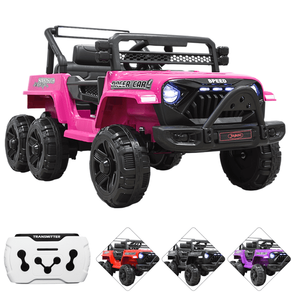 Camioneta Montable Eléctrica 4x4 para Niños Bluetooth Control Remoto Luces Led Batería 12V Soporta hasta 30 kg - Rosa