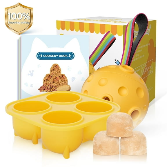 Interactive Dog Toy & Dog Treat Ball，Freezable Fillable Rubber Dispenser，Chew Puzzle Toy Pup Frozen Treat for Samll Medium Large Dogs