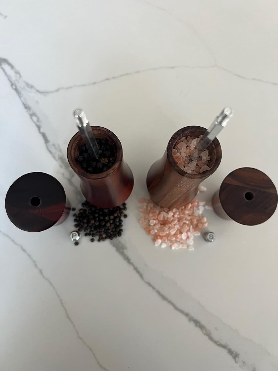 8-Inch Acacia Wood Salt and Pepper Grinder Set with Ceramic Mills for Kitchen