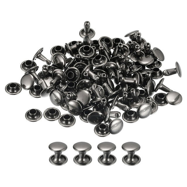 Unique Bargains 50 Sets Leather Rivets 8mm Double Cap Rivets 8mm Height Studs Gun-black