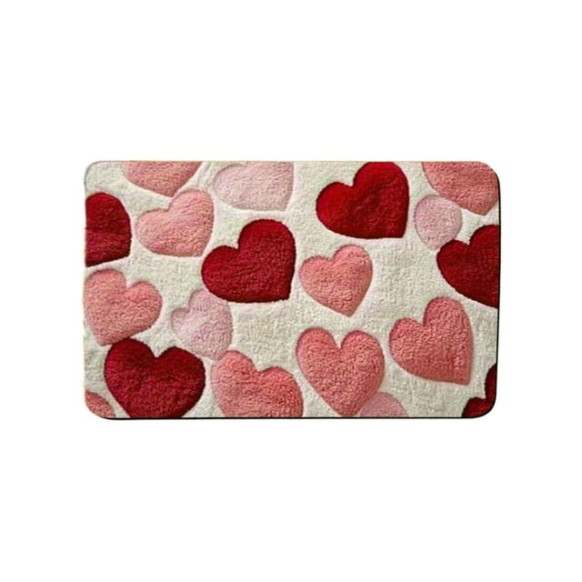Birdeem Valentine's Day Doormat Heart Rug, Non-Slip Indoor Entrance Mat, Plush Soft Front Door Decor for Home, Holiday Gift Idea