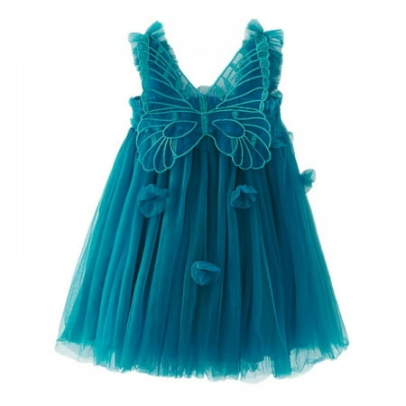 

BULLPIANO 0-6Years Baby Girls Special Occasion Dress Tulle Tutu Dress Butterfly Print Back Sundress