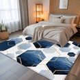 thumbnail image 5 of 6x9Ft Area Rugs Navy Blue Marble Non-Skid Rubber Backing Large Rectangle Rugs - Living Room Bedroom Home Office, Gold White Geometric Hexagon Modern Indoor Floor Mat Carpets Washable Rug, 5 of 9