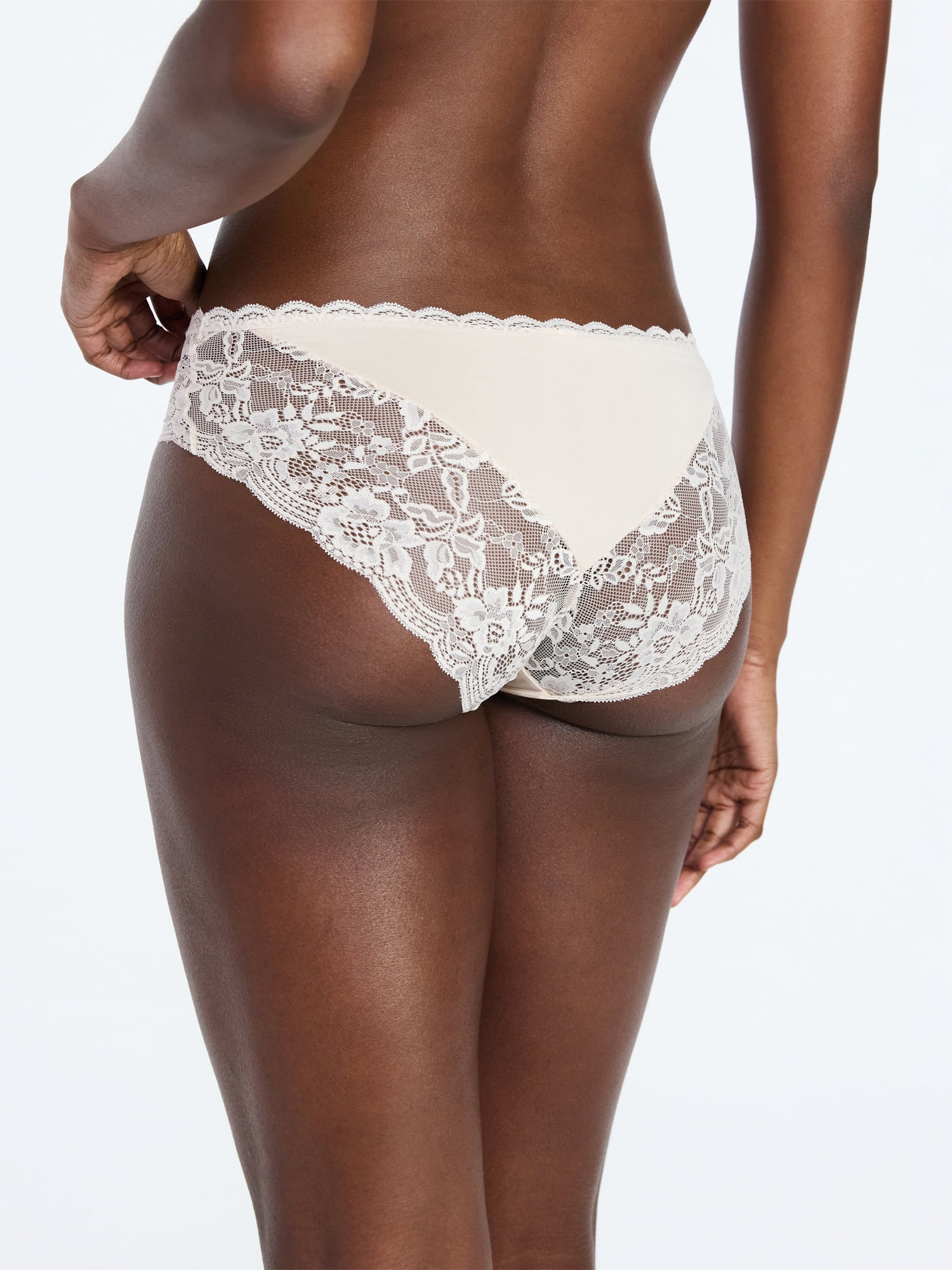 Joyspun Women's Microfiber and Lace Hipster Panties, 3-pack, Sizes to 3XL
