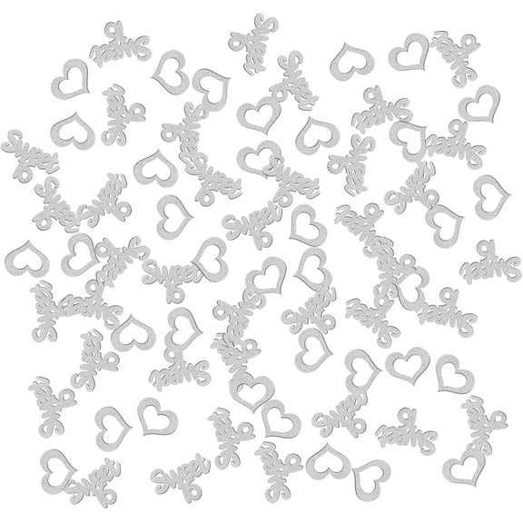 Sweet 16 Silver Glitter Confetti, Happy 16th Birthday Table Scatter, Sixteen Paper Decorations, 120pcs for Anniversary Party