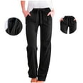 thumbnail image 4 of Summer Savings! Loopsun Plus Size Womens Pants, Casual Pants for Women, Women Drawstring Plus Size High Waist Dress Pants Casual Straight Leg Work Pants with Pockets Black XXL, 4 of 5