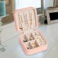 thumbnail image 3 of Estuche organizador de joyas portátil de cuero PU Sunnimix Rosado, 3 of 8