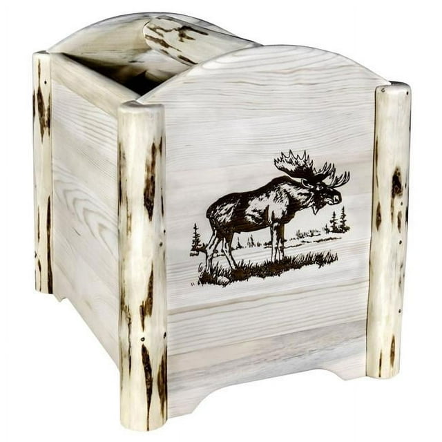 Montana Woodworks MWMAGLZMOOSE Montana Collection Magazine Rack with Laser Engraved Moose Design