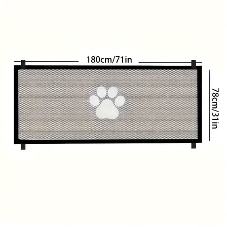 LAMIRO Retractable Expandable Mesh Dog Gate for Indoor and Outdoor Use - Tall Free Standing Pet Barrier with Door, Fits Stairs, Wide Doorways(Extra Long)