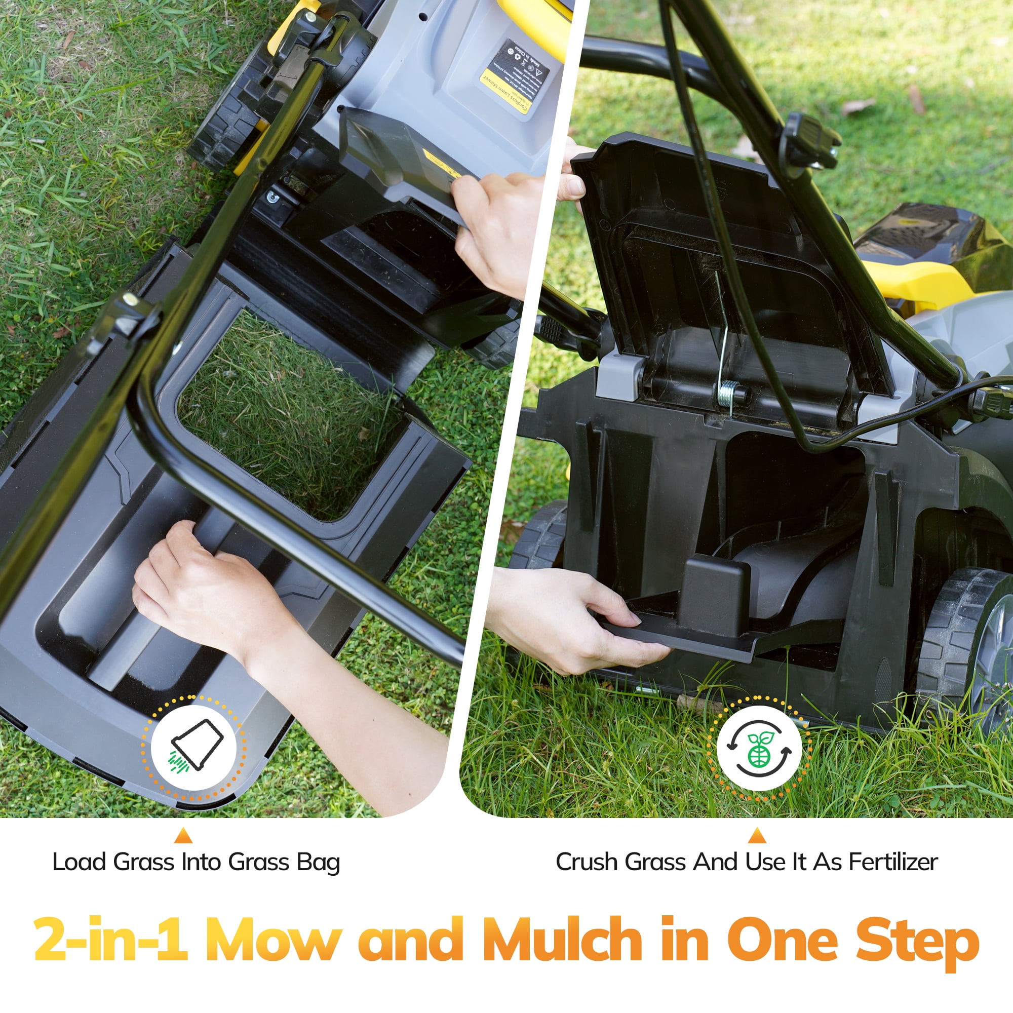 20V 13'' Cordless Lawn Mower, Grass Cutter with 4.0Ah Battery, 5 Adjustable Height Settings, Durable Manganese Steel Blades, for Small Lawn