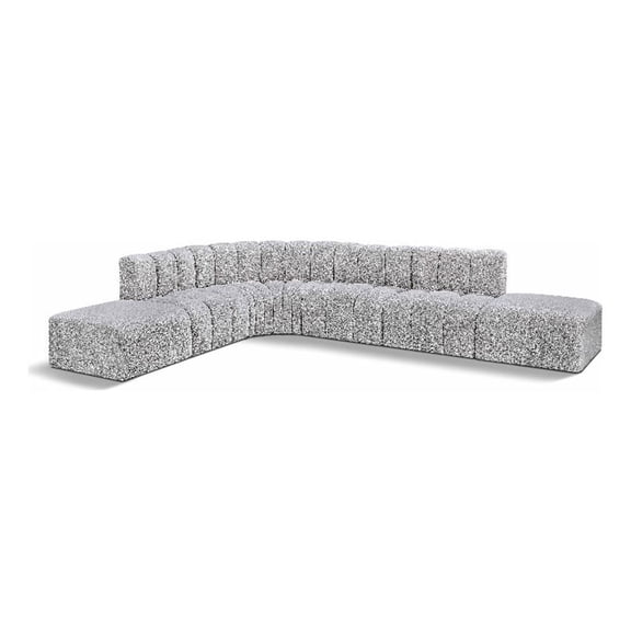 Meridian Furniture Arc Grey Boucle Fabric Modular Sectional