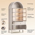 thumbnail image 4 of Cottinch 71" Arch Storage Cabinet with 4 Doors & Adjustable Shelves,Drawer,Wooden Bookshelf Cabinet,LED Lighted Display Cabinet,Gray, 4 of 10