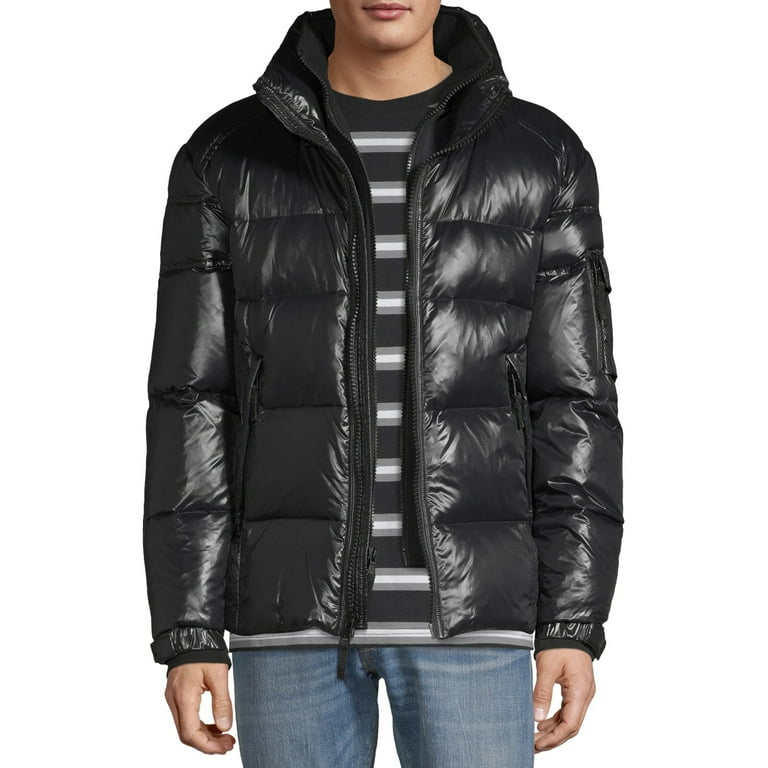 S13 faux fur gloss store nylon down puffer coat